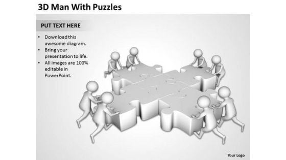 Business People Clip Art 3d Man With Puzzles PowerPoint Slides