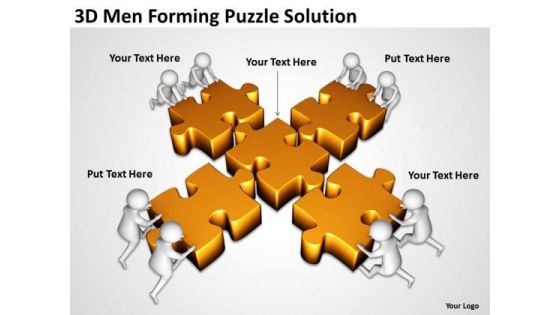 Business People Clip Art 3d Men Forming Puzzle Solution PowerPoint Slides