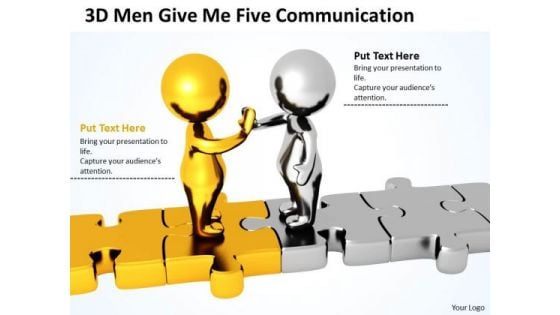 Business People Clip Art 3d Men Give Five Communication PowerPoint Slides