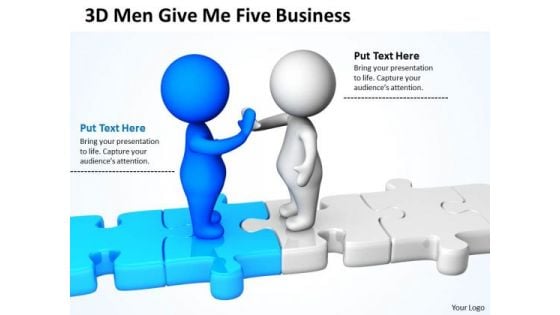 Business People Clip Art 3d Men Give Five New PowerPoint Presentation Slides