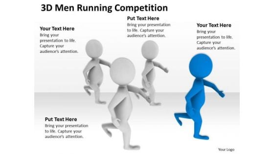 Business People Clip Art 3d Men Running Competition PowerPoint Slides