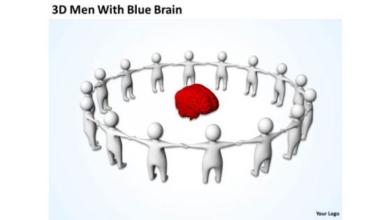 Business People Clip Art 3d Men With Blue Brain PowerPoint Slides