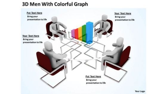 Business People Clip Art 3d Men With Colorful Graph PowerPoint Slides