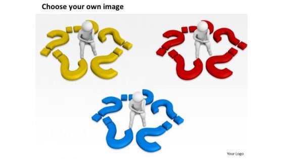 Business People Clip Art 3d Sad Man With Lots Of Question Marks PowerPoint Slides