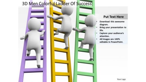 Business People Clip Art Colorful Ladder Of Success PowerPoint Templates Ppt Backgrounds For Slides