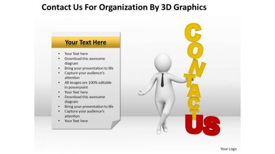 Business People Clip Art Contact For Organization By 3d Graphics PowerPoint Slides