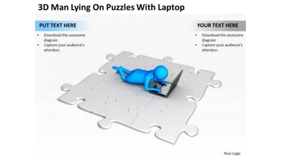 Business People Clip Art On Puzzles With Laptop PowerPoint Templates Ppt Backgrounds For Slides