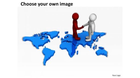 Business People Clip Art On World Map PowerPoint Presentations Templates