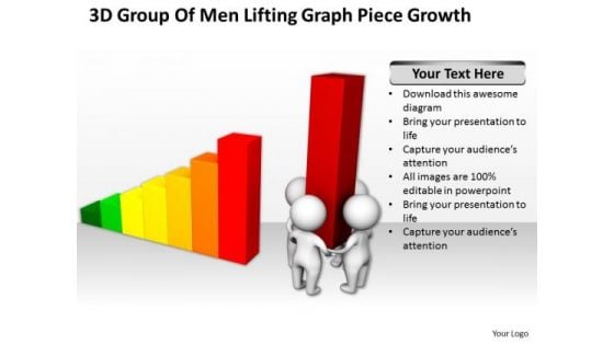 Business People Clipart 3d Group Of Men Lifting Graph Piece Growth PowerPoint Slides