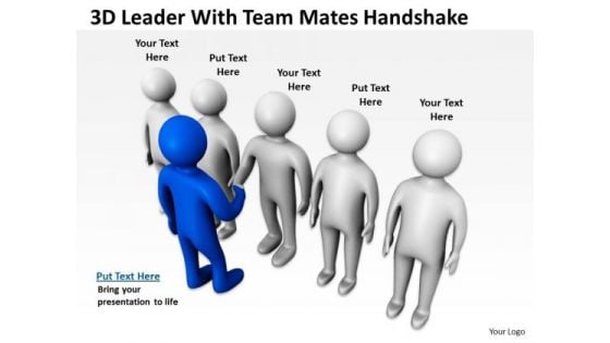 Business People Clipart 3d Leader With Team Mates Handshake PowerPoint Slides