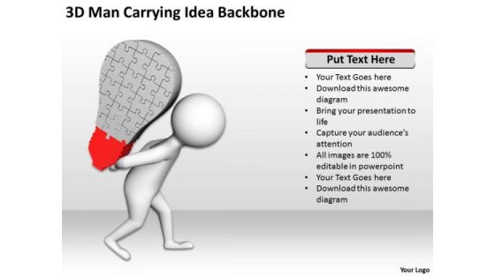 Business People Clipart 3d Man Carrying Idea Backbone PowerPoint Templates