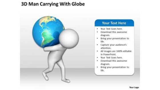 Business People Clipart 3d Man Carrying With Globe PowerPoint Templates