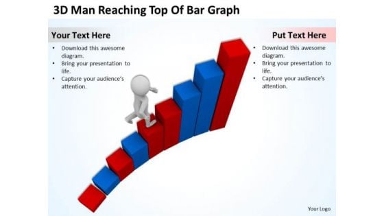 Business People Clipart 3d Man Reaching Top Of Bar Graph PowerPoint Templates