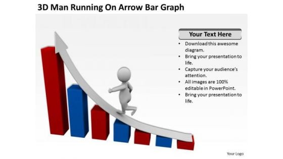 Business People Clipart 3d Man Running On Arrow Bar Graph PowerPoint Templates