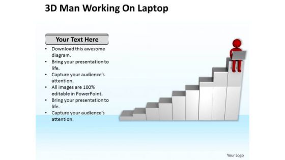 Business People Clipart 3d Man Working On Laptop PowerPoint Templates