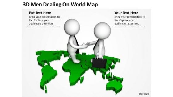 Business People Clipart 3d Men Dealing On World Map PowerPoint Templates