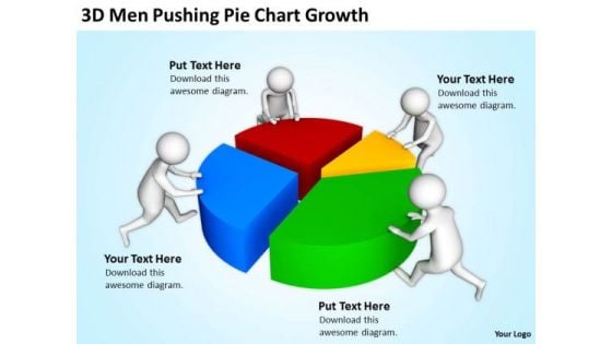 Business People Clipart 3d Men Pushing Pie Chart Growth PowerPoint Templates