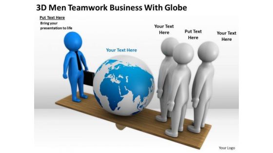Business People Clipart 3d Men Teamwork With Globe PowerPoint Templates