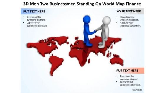 Business People Clipart 3d Men Two Businesmen Standing On World Map Finance PowerPoint Slides