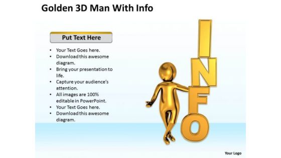 Business People Clipart Golden 3d Man With Info PowerPoint Slides