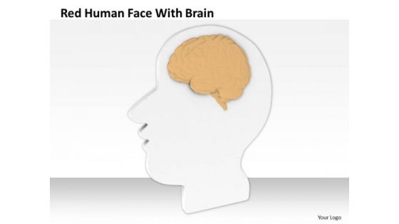 Business People Clipart Red Human Face With Brain PowerPoint Templates Ppt Backgrounds For Slides