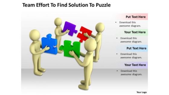 Business People Effort To Find Solution Puzzle PowerPoint Templates Ppt Backgrounds Slides