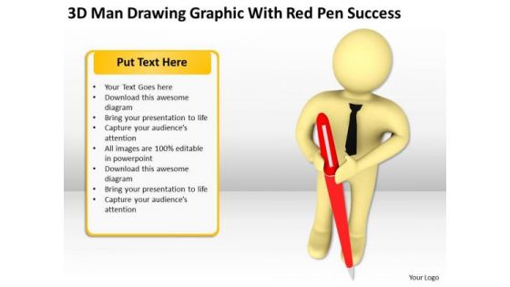 Business People Graphic With Red Pen Success PowerPoint Templates Ppt Backgrounds For Slides