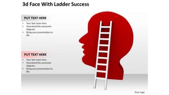 Business People Images 3d Face With Ladder Success PowerPoint Slides