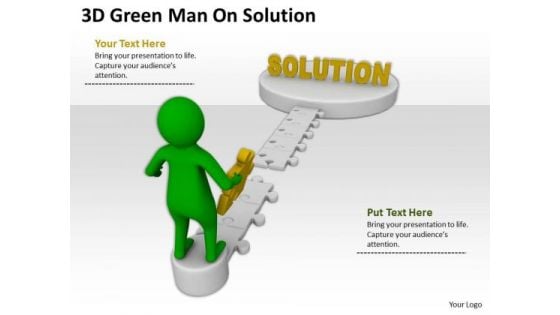 Business People Images 3d Green Man On Solution PowerPoint Slides