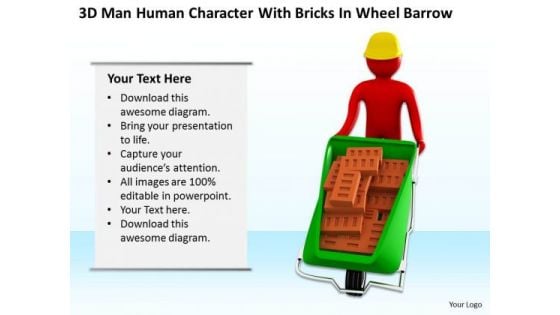 Business People Images 3d Mab Human Character With Bricks Whee Barrow PowerPoint Slides