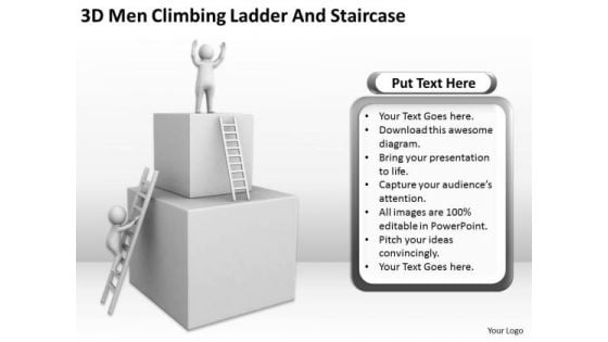 Business People Images 3d Man Climbing Ladder And Staircase PowerPoint Templates