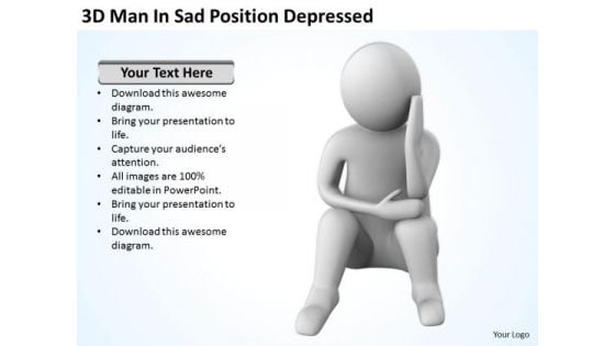 Business People Images 3d Man Sad Position Depressed PowerPoint Slides