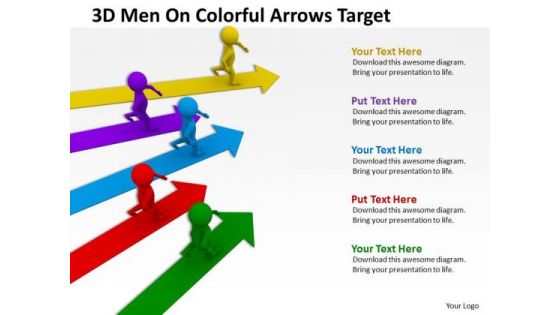 Business People Images 3d Men On Colorful Arrows Target PowerPoint Slides
