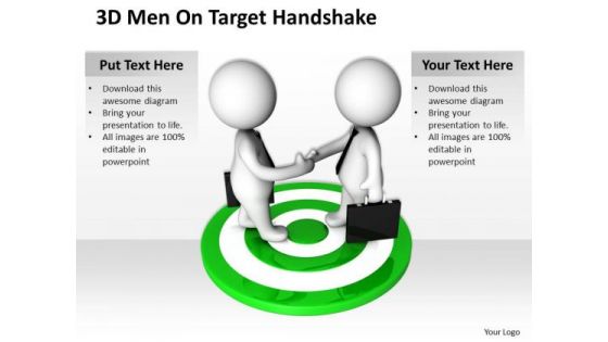 Business People Images 3d Men On Target Handshake PowerPoint Slides