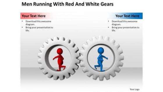 Business People Images 3d Men Running With Red And White Gears PowerPoint Slides Business People Images 3d Men Running With Red And White Gears PowerPoint Slides