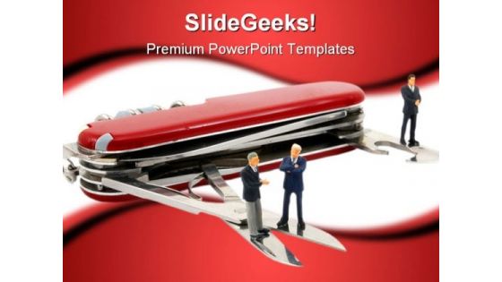 Business People On Penknife Business Template 1010