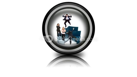 Business People On Pie Chart PowerPoint Icon Cc