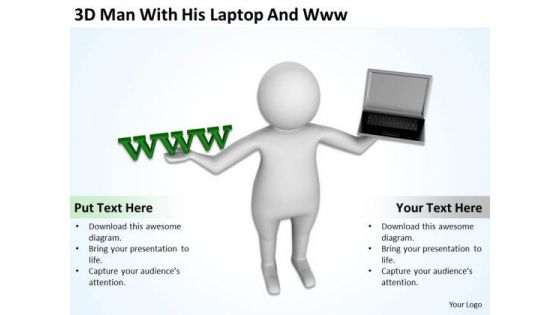 Business People Pictures 3d Man With His Laptop And Www PowerPoint Templates