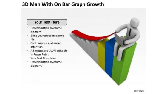 Business People Pictures 3d Man With On Bar Graph Growth PowerPoint Slides