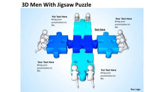 Business People Pictures 3d Men With Jigsaw Puzzle PowerPoint Templates