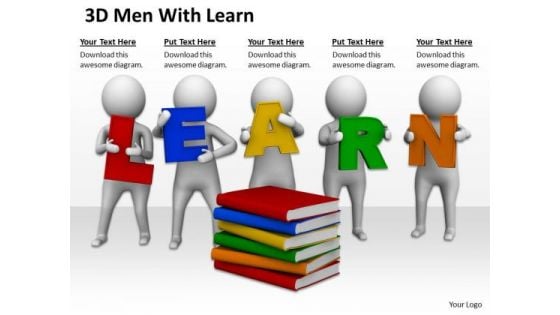 Business People Pictures 3d Men With Learn PowerPoint Templates