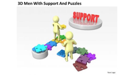 Business People Pictures 3d Men With Support And Puzzles PowerPoint Templates