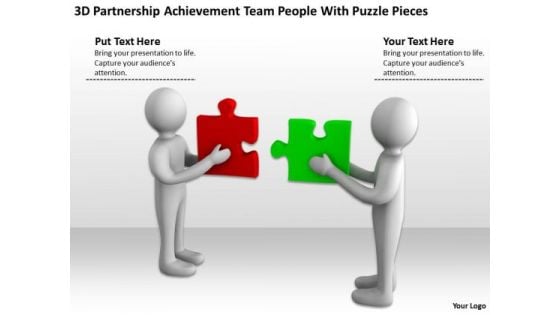 Business People Pictures Achievement Team With Puzzle Pieces PowerPoint Templates