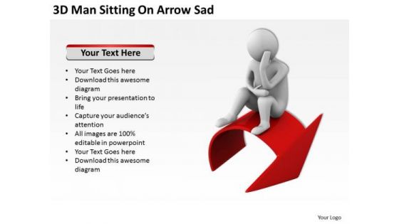 Business People Pictures Man Sitting On Arrow Sad PowerPoint Templates Ppt Backgrounds For Slides