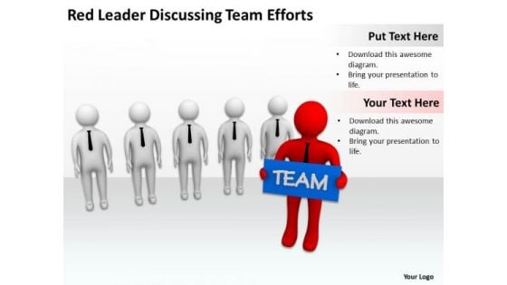 Business People Red Leader Discussing Team Efforts PowerPoint Slides