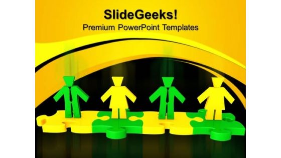 Business People Standing In Puzzle Teamwork PowerPoint Templates And PowerPoint Themes 0812