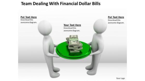 Business People Team Dealing With Financial Dollar Bills PowerPoint Slides