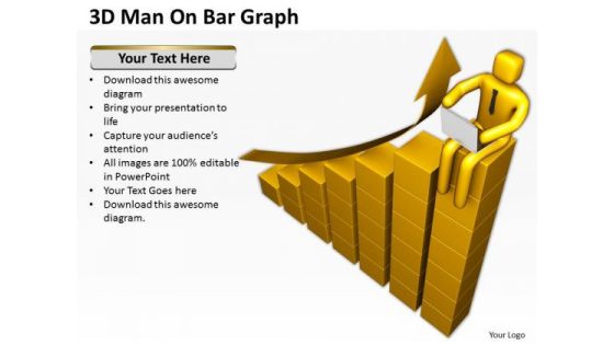 Business People Vector 3d Man On Bar Graph PowerPoint Templates Ppt Backgrounds For Slides