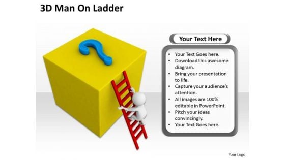 Business People Vector 3d Man On Ladder PowerPoint Templates Ppt Backgrounds For Slides