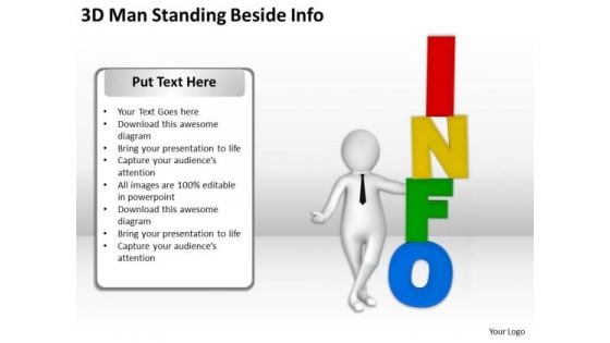 Business People Vector 3d Man Standing Beside Info PowerPoint Slides Business People Vector 3d Man Standing Beside Info PowerPoint Slides